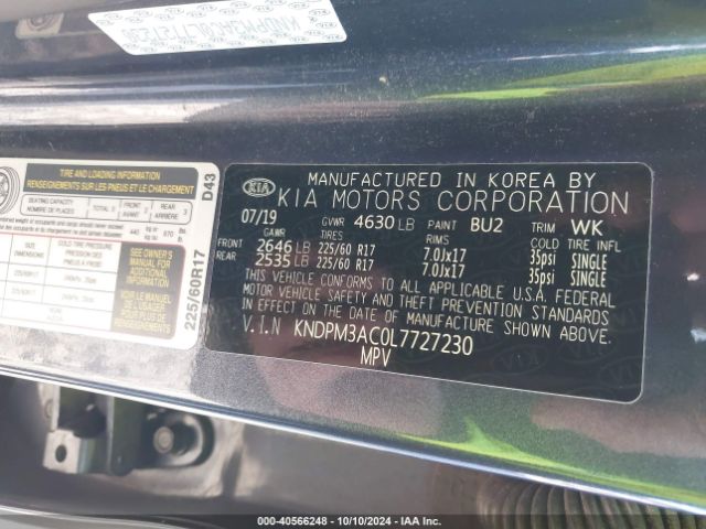 KNDPM3AC0L7727230 KIA Sportage Lx