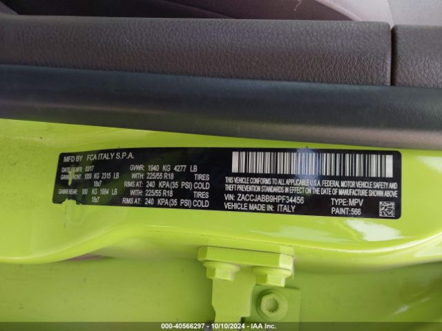 ZACCJABB9HPF34456 Jeep Renegade Latitude Fwd
