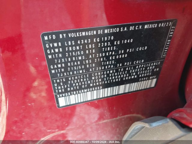 3VVSX7B24RM005659 Volkswagen Taos 1.5t Se