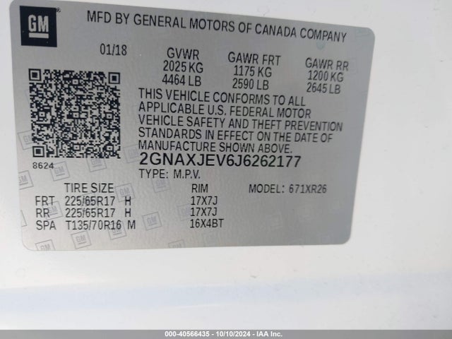 Chevrolet EQUINOX LT 2018 2GNAXJEV6J6262177 Image 9