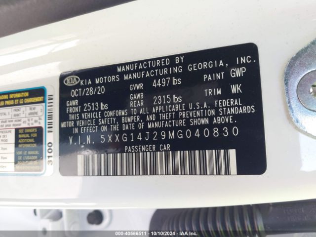 5XXG14J29MG040830 KIA K5 LXS