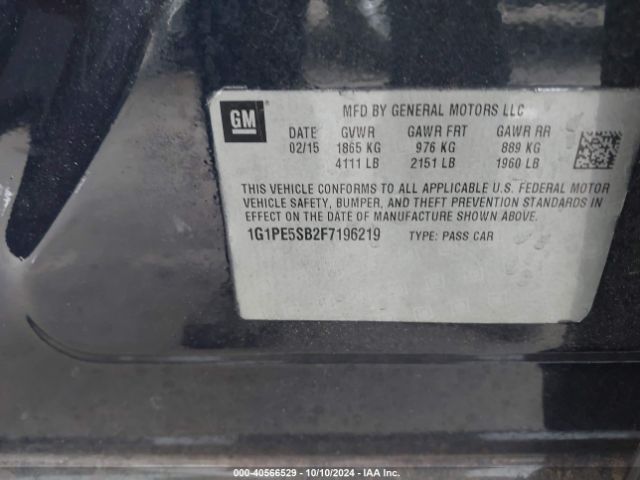 1G1PE5SB2F7196219 Chevrolet Cruze 2lt Auto