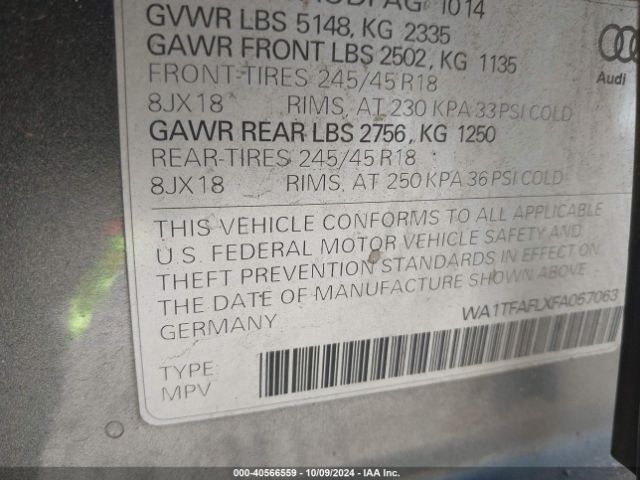 WA1TFAFLXFA057063 Audi Allroad 2.0t Premium