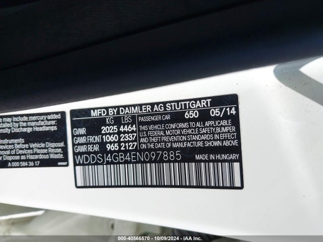 WDDSJ4GB4EN097885 Mercedes-Benz CLA 250 4MATIC