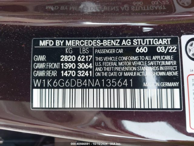 W1K6G6DB4NA135641 Mercedes-Benz S 500 4matic