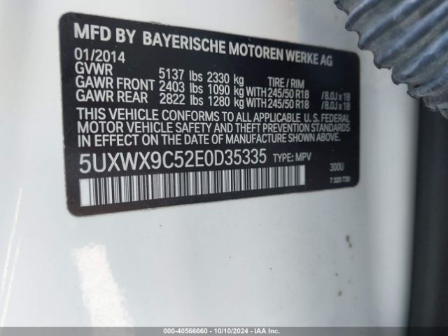 5UXWX9C52E0D35335 BMW X3 Xdrive28i