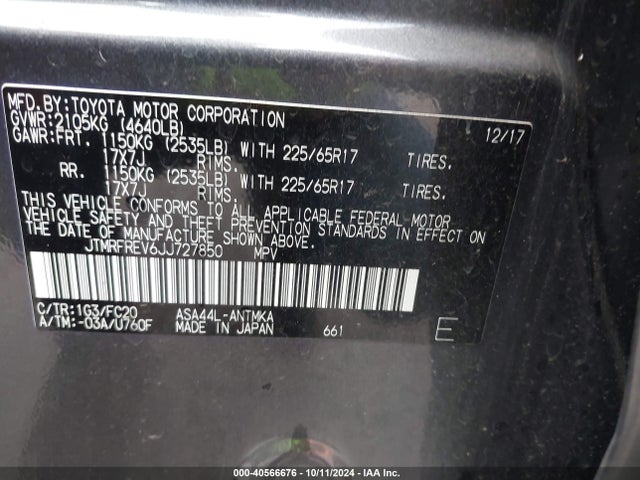 JTMRFREV6JJ727850 Toyota Rav4 Adventure/xle