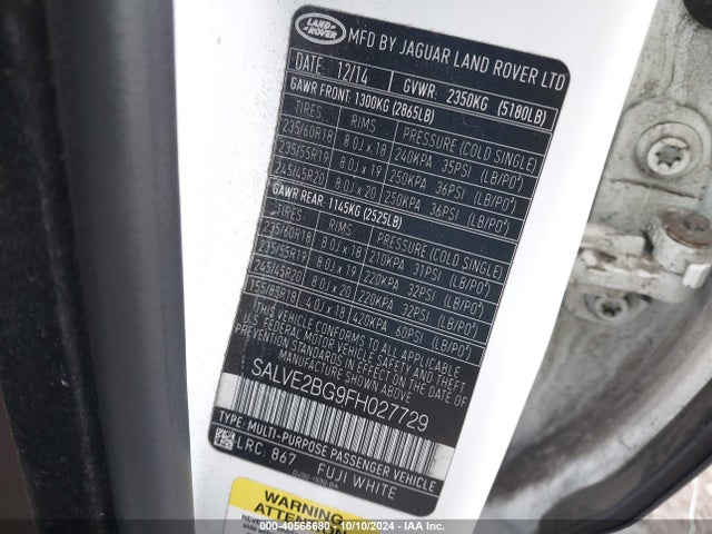SALVE2BG9FH027729 Land Rover Range Rover Evoque Autobiography