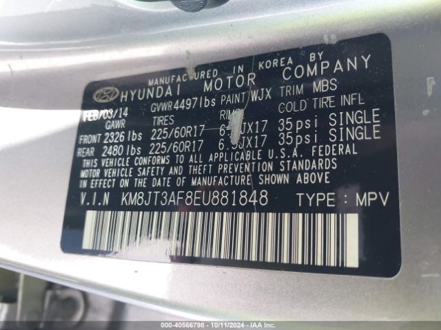KM8JT3AF8EU881848 Hyundai TUCSON GLS