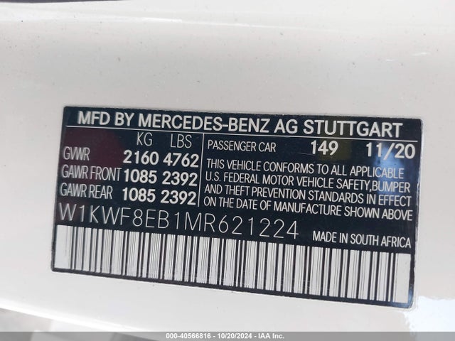 W1KWF8EB1MR621224 Mercedes-Benz C 300 4matic