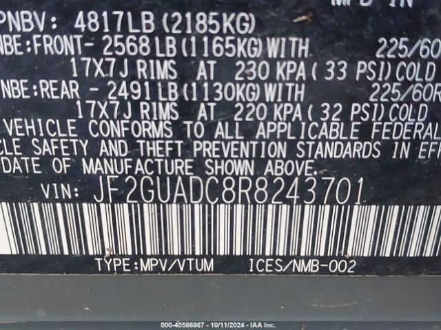 JF2GUADC8R8243701 Subaru Crosstrek Premium