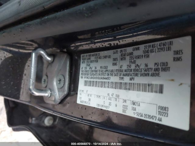 1FMCU9GX0GUA94453 Ford ESCAPE SE