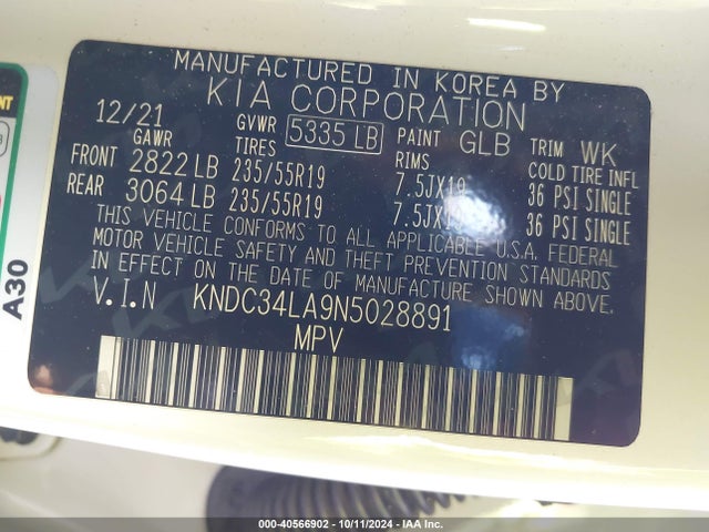 KIA Ev6 Wind 2022 KNDC34LA9N5028891 Image 9