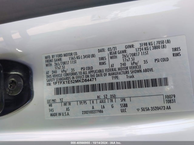 Ford F-150 Xl 2021 1FTFX1E52MKD84471 Image 9