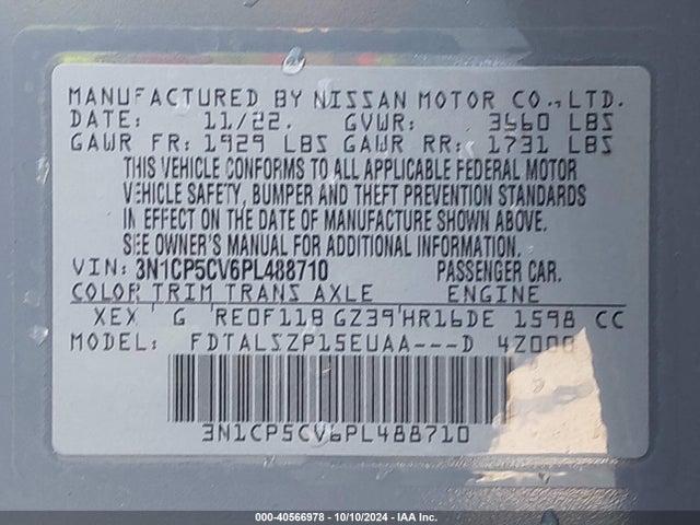 Nissan Kicks Sv Xtronic Cvt 2023 3N1CP5CV6PL488710 Image 9