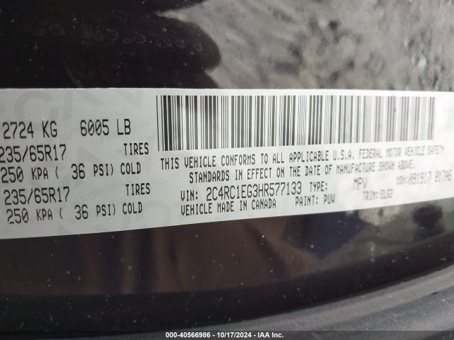 Chrysler Pacifica Touring-l Plus 2017 2C4RC1EG3HR577133 Image 9