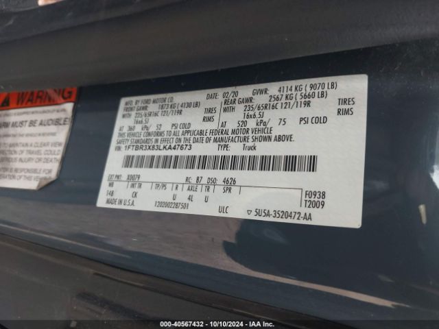 1FTBR3X83LKA47673 Ford Transit-250 Cargo Van