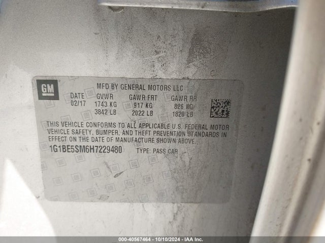 Chevrolet Cruze Lt Auto 2017 1G1BE5SM6H7229480 Image 9