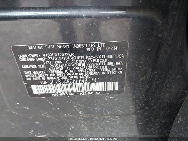 Subaru Forester 2.5i Limited 2015 JF2SJAKC8FH435797 Image 9