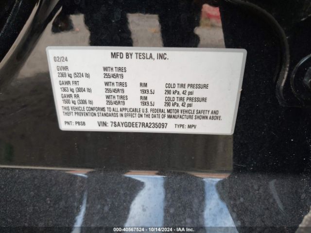 7SAYGDEE7RA235097 Tesla Model Y Long Range Dual Motor All-wheel Drive