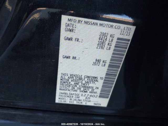 1N4BL3AP1GC127402 Nissan Altima 3.5 Sl