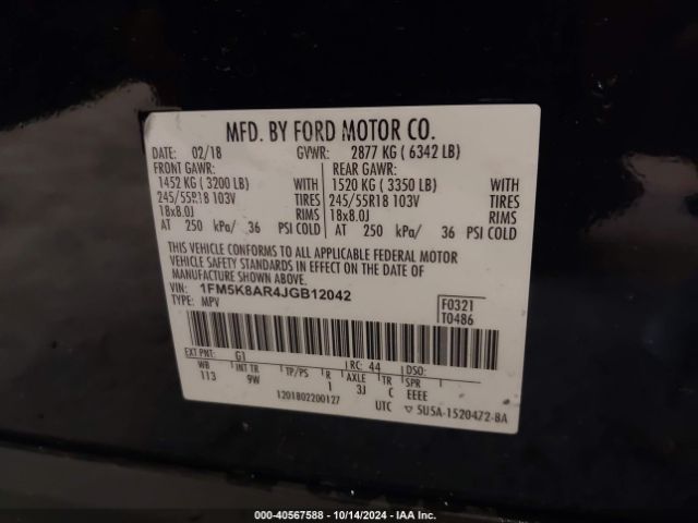 1FM5K8AR4JGB12042 Ford Police Interceptor Utility