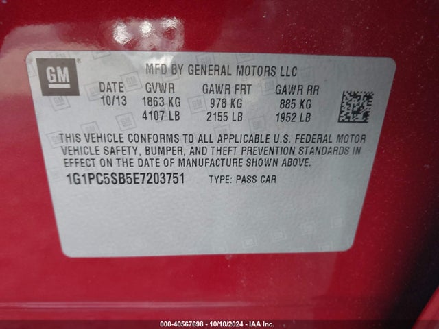 Chevrolet Cruze 1lt Auto 2014 1G1PC5SB5E7203751 Image 9