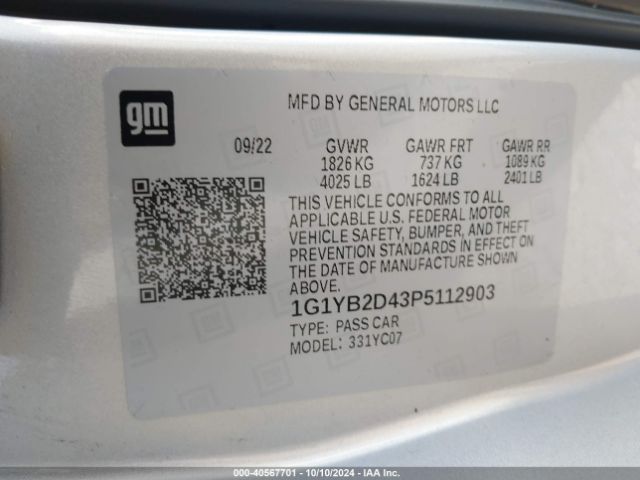 1G1YB2D43P5112903 Chevrolet Corvette Stingray Rwd  2lt