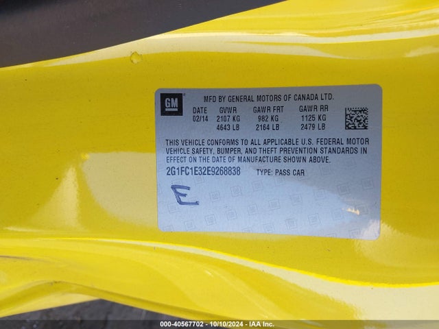 Chevrolet Camaro 2lt 2014 2G1FC1E32E9268838 Image 9