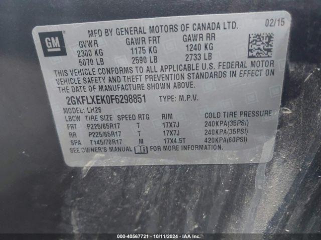 2GKFLXEK0F6298851 GMC Terrain Slt-1