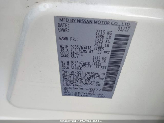 5N1DL0MM7HC520577 Infiniti QX60