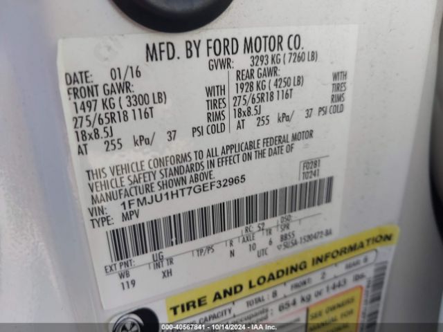 1FMJU1HT7GEF32965 Ford Expedition Xlt