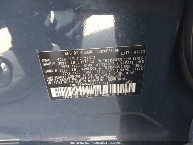 4S4WMAUD9P3452647 Subaru Ascent Limited 7-passenger