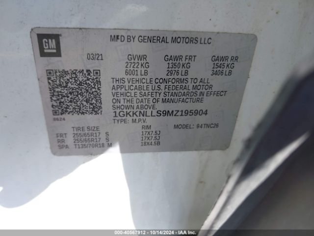 1GKKNLLS9MZ195904 GMC Acadia Awd At4