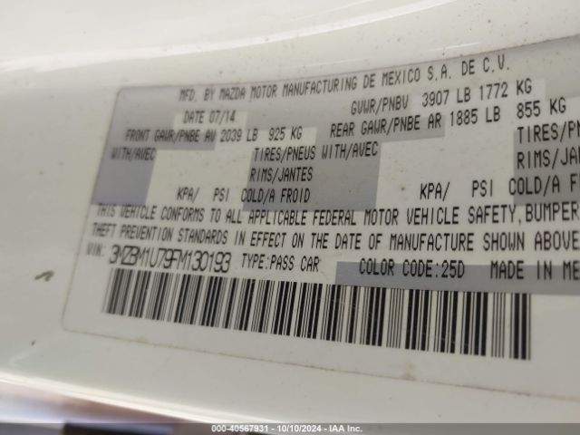 3MZBM1U79FM130193 Mazda Mazda3 I Sport