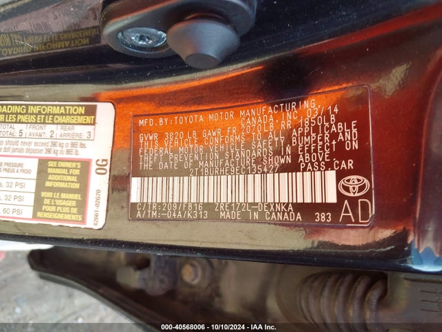 Toyota COROLLA LE 2014 2T1BURHE9EC135427 Image 9