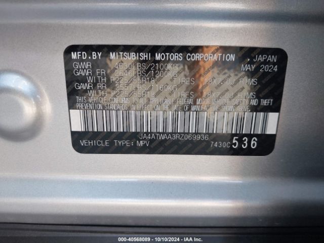 JA4ATWAA3RZ069936 Mitsubishi Eclipse Cross Se /sel