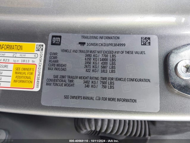 Chevrolet Suburban 4wd Lt 2023 1GNSKCKD1PR384999 Image 9