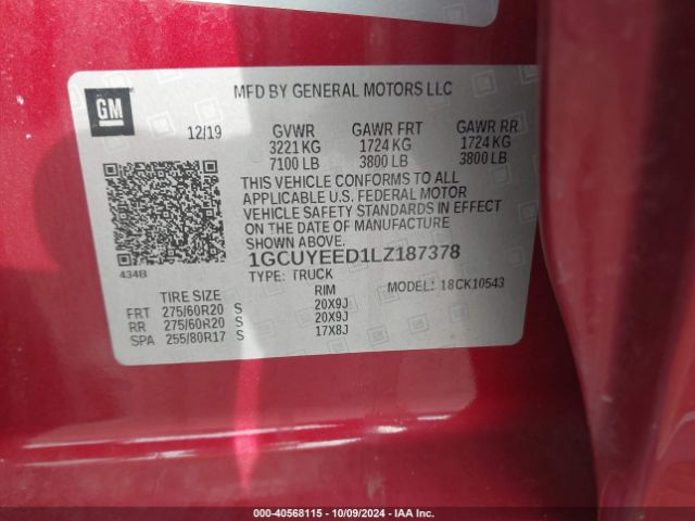 1GCUYEED1LZ187378 Chevrolet Silverado 1500 4wd  Short Bed Rst