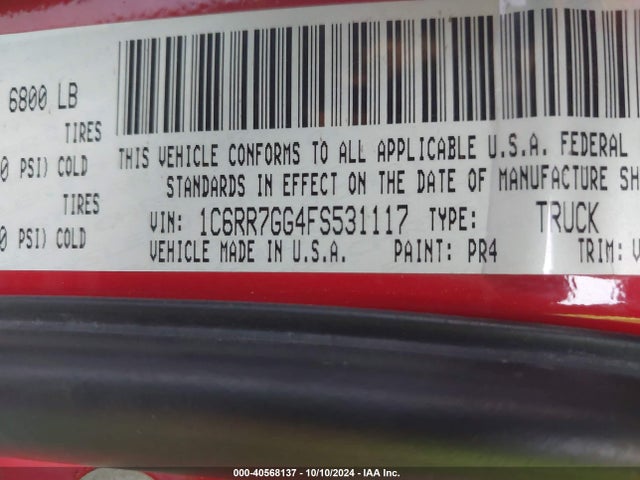 1C6RR7GG4FS531117 RAM 1500 Slt