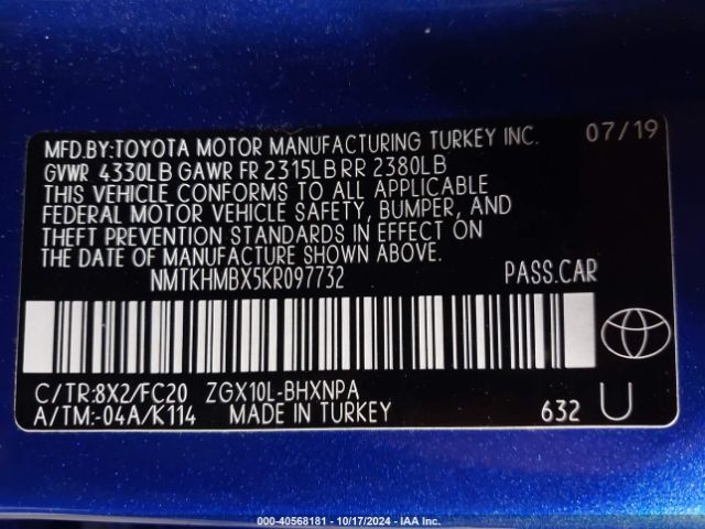 NMTKHMBX5KR097732 Toyota C-HR LE