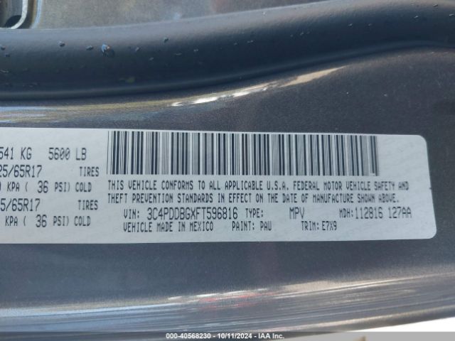 3C4PDDBGXFT596816 Dodge Journey Sxt