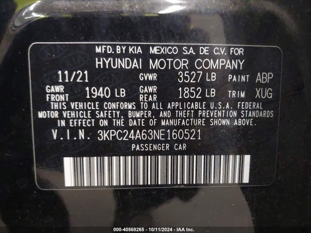 Hyundai ACCENT SE 2022 3KPC24A63NE160521 Image 9