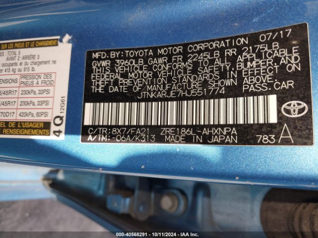 JTNKARJE7HJ551774 Toyota COROLLA IM