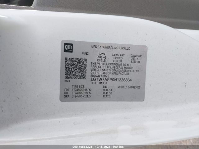 1GTW7AFP0N1226864 GMC Savana Cargo Rwd 2500 Regular Wheelbase Work Van