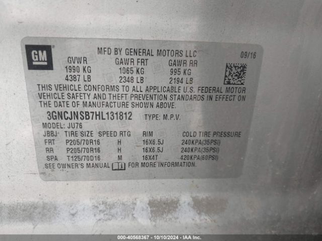 3GNCJNSB7HL131812 Chevrolet TRAX LS