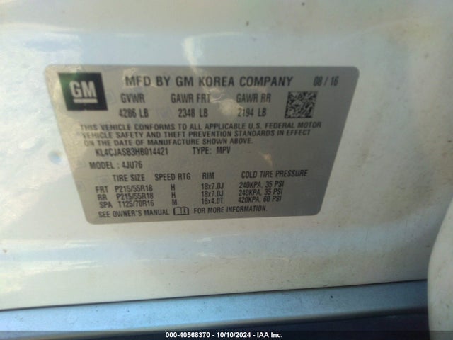 Buick Encore Preferred 2017 KL4CJASB3HB014421 Image 9