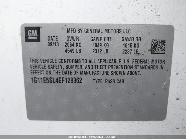 Chevrolet MALIBU 2LT 2014 1G11E5SL4EF128362 Image 9