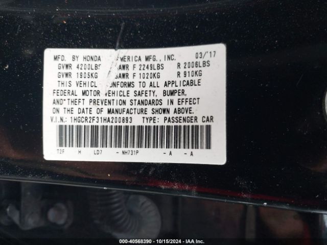1HGCR2F31HA200893 Honda ACCORD LX