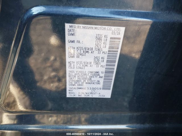 5N1AL0MMXGC510059 Infiniti QX60